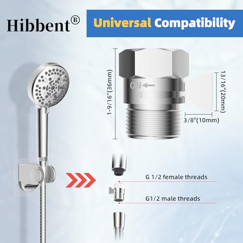 Hibbent All Metal 1 Pack Shower Head Flow Control Valve, G1/2 Brass Shut-off Valve with Metal Handle Lever, Shut OFF Water Flow Control Regulator for Handheld Shower, or Bidet Sprayer, Chrome - image 4