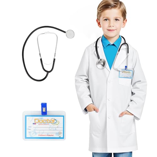 COTATERO Doctor Lab Coat for Kids with Accessories Scientist Role Play Career Day Costume for Boys Girls for Boys Girls Age 3-12 (White S-120CM/3-5T)