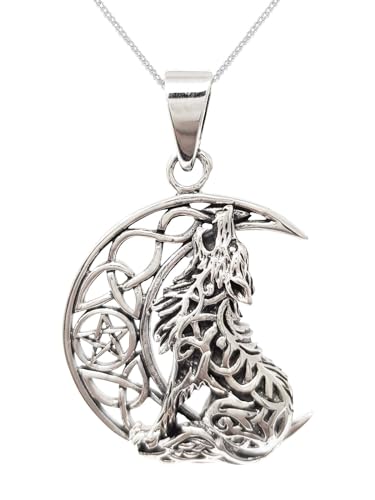 Pendentif loup hurlant argent 925 celte ne verdit pas la peau médaillon solide durable