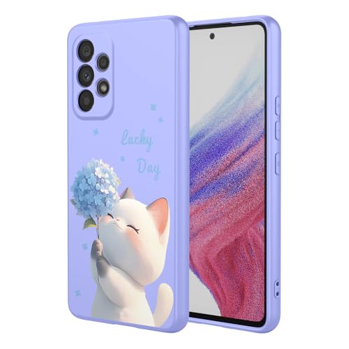 BORYA Silicone Coque pour Samsung Galaxy A53 5G, Antichoc Souple Soyeux Très Mince Premium TPU Housse, Élégant Simple Mignon Motif Étui, Anti-Rayures Tissu...