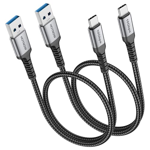 HOTNOW short Android Auto USB C Cable 50cm 2Pack, 0.5m CarPlay USB A to USB C data transfer cable (10Gbps) and 3.1A Fast Charger for Samsung T7 SSD, Galaxy S24 S23 Note 20, iPhone 16/15, Pixel 7