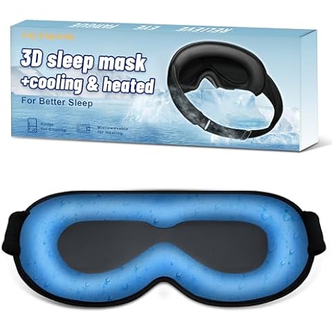 3D Cooling Sleep Mask Blackout-Gel Eye Mask for Cold Compress, Cooling Weighted Eye Mask for Sleeping, Zero Eye Pressure, Ice Cold Pack, Cold/Warm Compress for Puffy Eyes FSA HSA Eligible-Black Cover