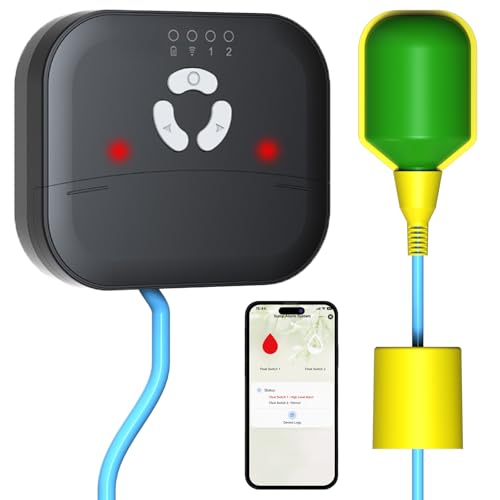 Smart WiFi High Sump Pump Alarm, Float Switch Water Level Detector, Free APP Alerts, 90dB Siren,...