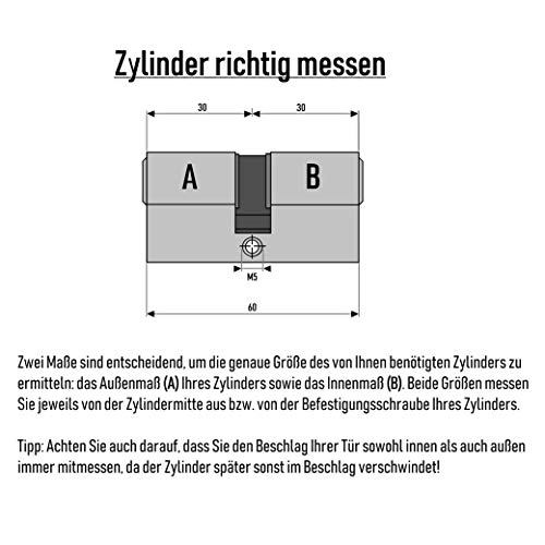 3x gleichschliessende Profilzylinder 60 mm 30x30 inkl. 15 Wendeschlüssel