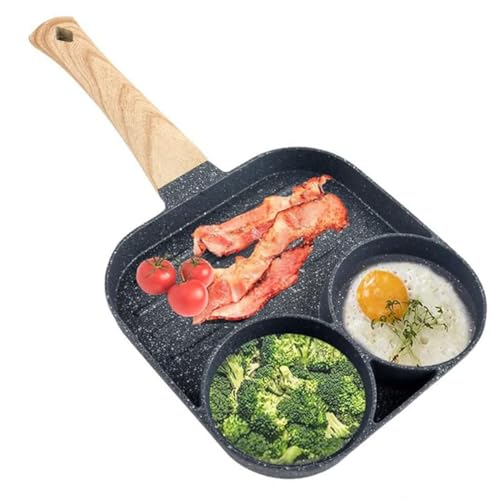 Frigideira Antiaderente 3 Em 1 Panela 3 Partes Ovos Hamburguer Panqueca Omelete Bacon Carne Resisten