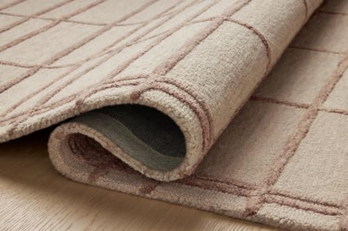 Image of Modern (High Low Pile) Pattern Wool Carpet with Loop Texture Yarn Anti Shedding Carpet Size 8x10 Feet B0 Beige Color
