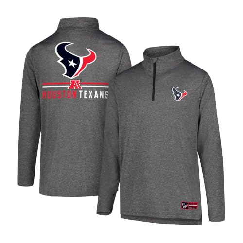 Ultra Game Men's NFL Official Super Soft Quarter Zip Long Sleeve T-Shirt, Houston Texans, Heather Charcoal, 3X-Large