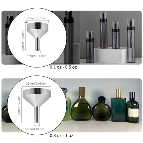 Goooxtex Small Metal Funnels 4 * 2 with 2 Mini Pipette, Mini Funnel, Perfume, Flask, Essential Oil, Miniature Bottles, Atomizers, Powder, Pet Capsule, (Silver, Gold)