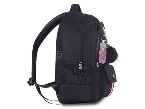 Kit Mochilas Costas Rebecca Bonbon com Lancheira e Estojo Box Bordado 2025 (PRETO)