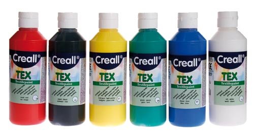 Creall Tex 6er Set - Textilfarben im 6er Grundfarben Set