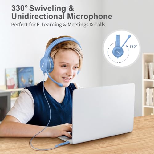 Image of SIMOLIO-USB-C-Headphones Wired-Kids for-School w /Swivel HD Boom-Microphone