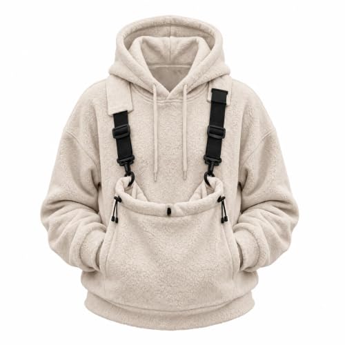 Pet Pouch Hoodie Women Fuzzy Carrier Kangaroo Front Pouch Sweatshirt - image 9