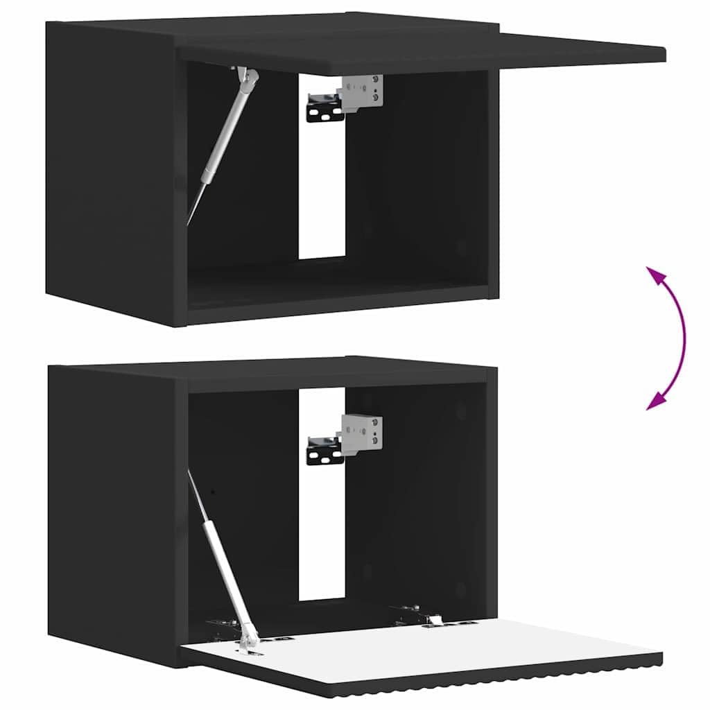 Mobile da parete per TV, nero, in legno, 39 x 31 x 29,5 cm, con montaggio a parete e spazio per soggiorno, camera da letto, gaming, home theatre