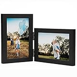 Janreefan Double Vertical & Horizontal 4X6 Picture Frames Hinged Folding Photo Frames in Black for...