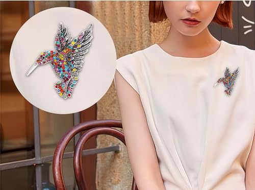 Image of Hummingbird Brooch Pins for Women Fashion Bird Pins Elegant Rhinestone Crystal Women's Brooches Pin Unique Bird Costume Jewelry