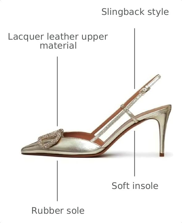 Image of BlingQueen Women Heeled Slingback Sandals Closed Pointed Toe Stiletto High Heels Patent Leather Pumps Slip-On Backless Evening Prom Party Dress Shoes