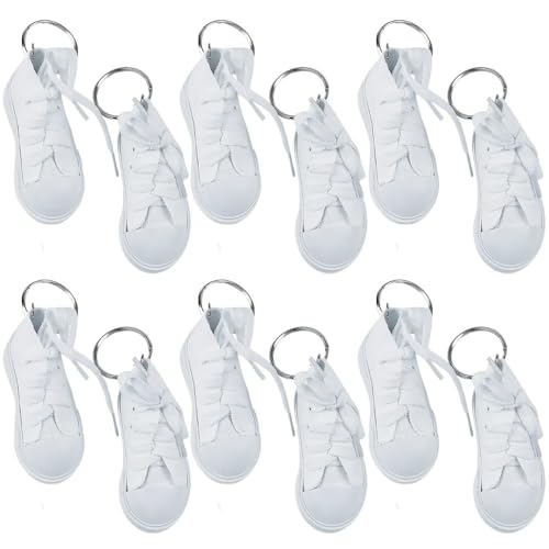 Fun Express DIY Shoe Keychains 12 Pack - Mini Sneaker Keychain Bulk Crafts for Kids Birthday Party Crafts | Make Your Own Keychain Kit with Canvas Shoes to Paint & Color Your Own Creative Designs