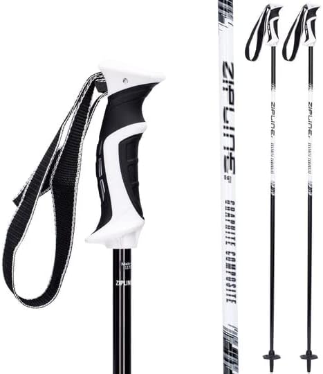Ski Poles Carbon Composite Graphite - Zipline Lollipop U.S. Ski Team Official Ski Pole - Choose from Colors and 10 Sizes (Black Liquorice, 50" in. / 127 cm)