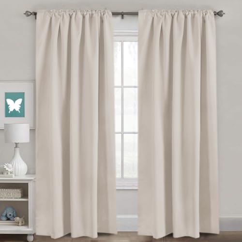Image of H.VERSAILTEX Blackout Curtains Thermal Insulated Window Treatment Panels Room Darkening Blackout Drapes for Living Room Back Tab /Rod Pocket Bedroom Draperies (2 Panels, Natural, 52 x 96 Inch)