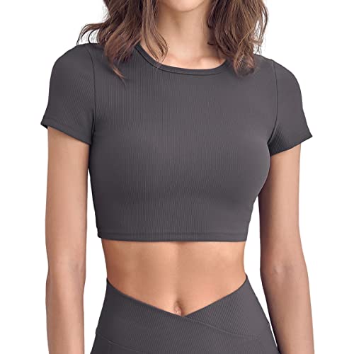 Crop top yoga BaronHong anti-transpiration - T-shirt sport sans couture dos nu extensible