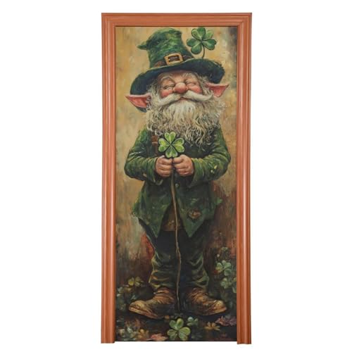 FLildon Fairy Tale Gnome St Patrick's Day Door Cover Decoration, Party Accessory Porch Decor for Festive Ornament Room Door Covers 32 x 79 Inch
