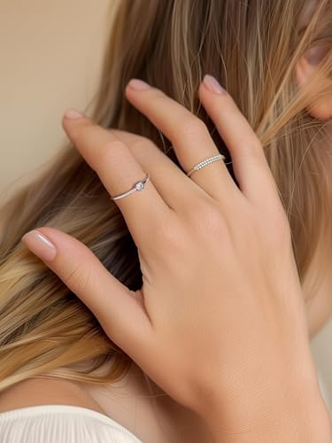 Silvora 925 Sterling Silver Simple Black Heart Ring Tiny Heart Wedding Band Rings for Women Size 4-123