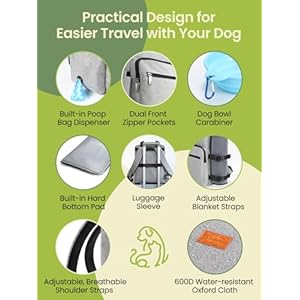 Dog Travel Bag, Airline Approved Organizer Backpack with Multi-Function Pockets, 25L Accessories Set with 2 Food Storage Containers, 2 Foldable Bowls for Weekend Dog Travel Bag Airline Approved Organizer Backpack with Multi Function Pockets 25L Accessories Set with 2 Food Storage Containers 2 Foldable Bowls for Weekend