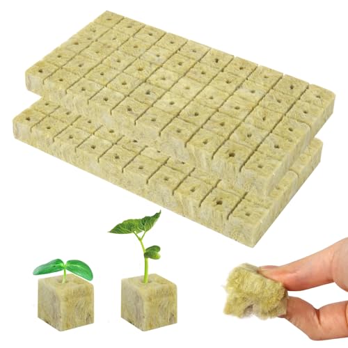 GOSHIES Steinwolle Anzucht 200 Stück Steinwolle Würfel 25x25x25 mm Rockwool Cube Anzuchtwürfel Stecklinge Anzucht für Stecklinge Anbau von Sämling Gemüse