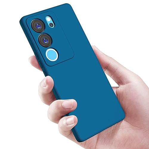 Image of Kapa Matte Protective Lens Flexible Back Cover for VIvo V29 / V29 PRO (5G) | Slim Silicone with Soft Lining Shockproof Full Body Bumper Case (Blue)