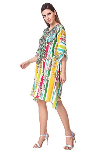 Image of RAVI RAJORIA Georgette Digital Printed Beach Wear Kaftan Blue Free Size R800 | Multi Color 2