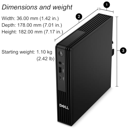 Image of Dell Pro Micro Mini PC for Business, AMD Ryzen 5 150, 16GB DDR5 RAM, 1TB SSD, (Next Gen of OptiPlex Micro), AI-Ready, WiFi 6, Windows 11 Pro