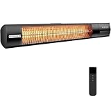 YESERLl Electric Patio Heater with Remote Control- 1500w Outdoor Heater Fast Heating with 3 Power Setting, Wall Mounted Carbon Infrared Heater Quiet - IP65 Waterproof and 24H Timer for Snow Outdoor