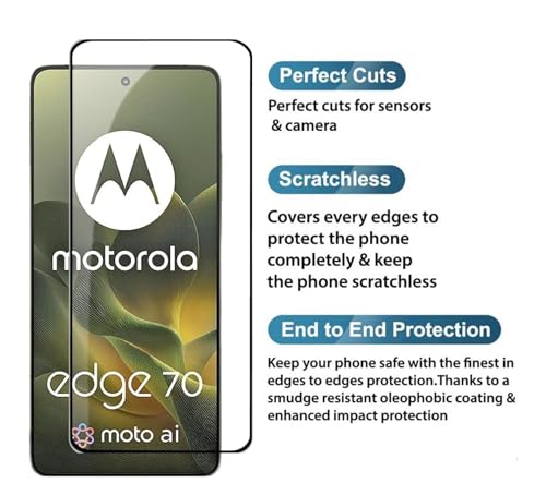 Image of HD Tempered Glass Screen Protector Compatible for Moto Edge 70 5G with Edge to Edge coverage and Easy Installation kit