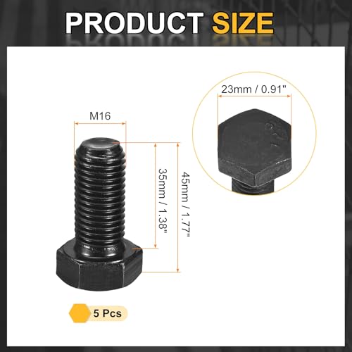 Tornillos hexagonales M16 de acero al carbono con acabado de óxido negro anticorrosión 2