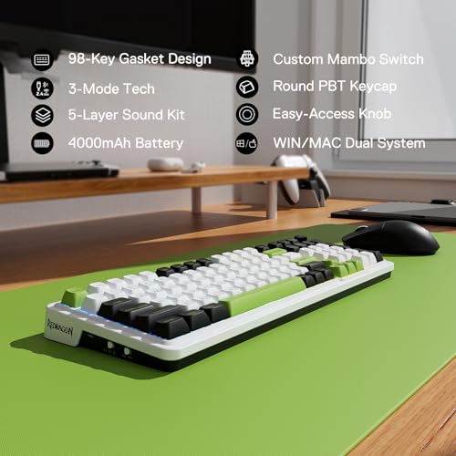 K686 PRO 98 tasti Wireless Gasket RGB Gaming Tastiera 3 modalità tastiera meccanica con controllo a pulsante dedicato a caldo e riduzione del rumore a 5 strati, interruttore lineare - Tastiera gaming - Immagine 5