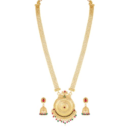 Image of Peora Gold Plated Bridal Jewellery Set with Kamarband Gift for Women Indian Traditional Ethnic Wedding