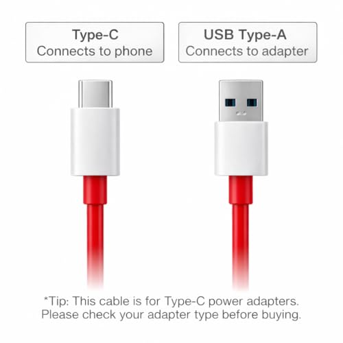 Image of Oneplus-Original 100W Fast cable USB-A to C (1.5M) Compatible with OnePlus 13 /13R /12R /11 /11R /10 /10R /9 /9R /8 /8T,7 /7T /4 /3 /2,CE4 /3 /2 /Lite.(Dash, Warp, SuperVooc). Support all USB to Type-C Devices