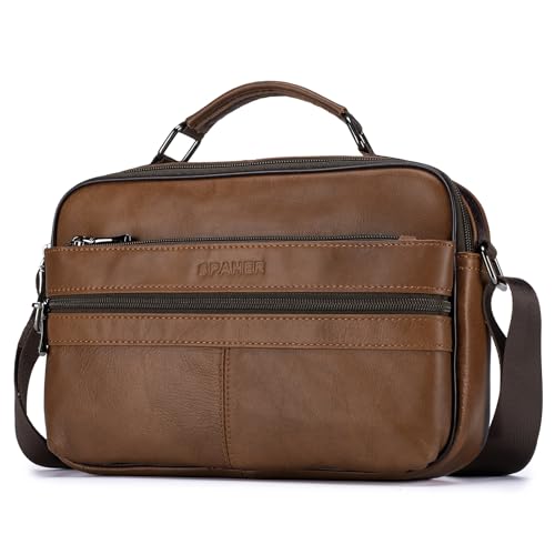 SPAHER Bolso Hombre Bandolera Piel Grande Bolso Caballero Bandolera Cuero Hombre Bolso Bandolera Hombre Bolsos Hombre de Cuero Mariconeras para Hombres Bolsos de Hombre Bandolera Man Bag