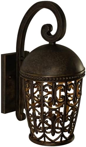 DESIGNERS FOUNTAIN Amherst Outdoor Light Fixture, 17.75 Inch Exterior Wall Lantern Sconce for Front Door, Patio and Porch, Burnt Umber, 97592-BU