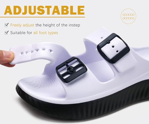 Image of KuaiLu Womens Recovery Sandals With Comfortable Plantar Fasciitis Arch Support, Orthotic Adjustable Thick Cushion Sport Slides Reduces Stress on Feet, Joints & Back Post-Exercise