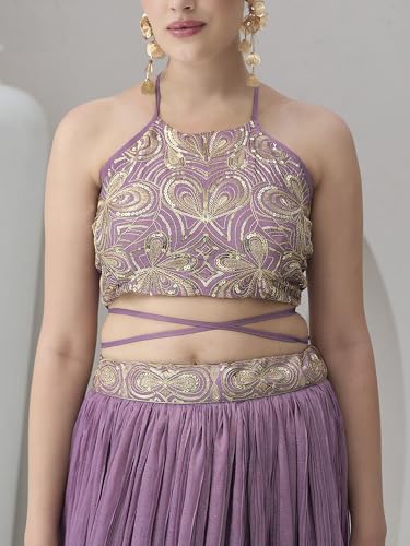 Image of PURVAJA Women's Silk Semi-Stitched Lehenga choli