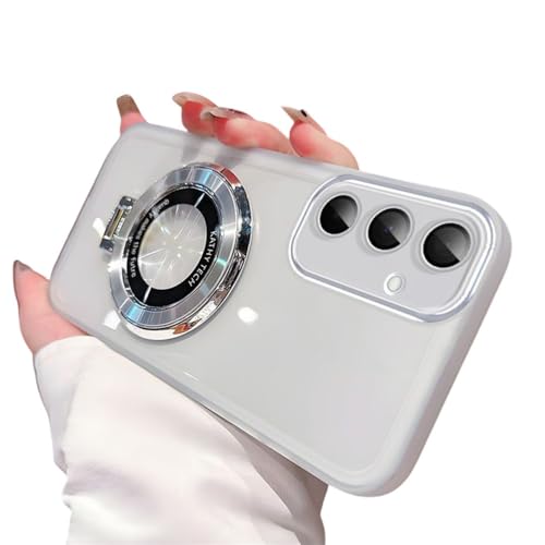 Étui silicone Samsung S23 FE transparent avec support magnétique blanc