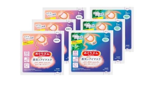 めぐりズム 蒸気でホットアイマスク 2種6枚 アソートセット お試し トラベル トライアル ゆず ローズ カモミール ラベンダー 森林浴 無香料 (森林浴)