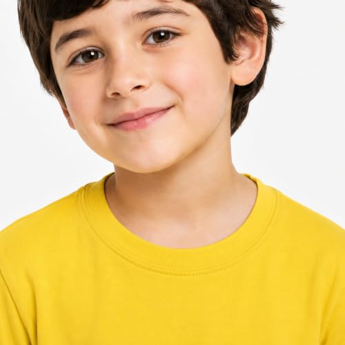 Image of Kids Round Neck Boys Tshirt | Short Sleeves | Natural Organic 100% Cotton Soft Comfortable Fabric | School Plain Color Original Branded Half Sleeve | T-Shirt for Boy Kid | Sleepwear Everyday Casual