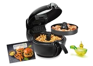 Tefal ActiFry Genius XL 2in1 Heißluftfritteuse mit Rührarm, Testsieger, 1,7 kg für 8 Personen, 9 automatische Menüs, 2 Speisen gleichzeitig, gesunde Friteuse ohne Öl, schwarz, YV9708