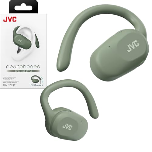 Image of JVC nearphones Open Ear True Wireless Headphones with Pivot Motion Mecanism, 16mm Large Drivers Sound, Single Ear use, BT 5.4, Long Battery Life (up to 26 Hours) - HANP40TG (Green)