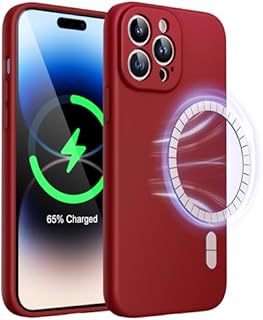 JETech Magnetic Silicone Case for iPhone 14 Pro Max 6.7-Inch, Compatible with MagSafe, Phone Cover with Camera Lens Full Protection (Black)