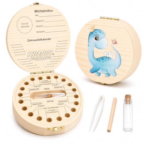 Shengruili Zahnbox Holz Milchzähne Box Milchzahndose Zahnbox für Milchzähne Milchzahndose Mädchen Aufbewahrungsbox für Baby-Zähne Zahnschachtel Cube Tray Eiswürfelform
