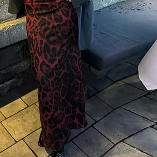 Women's Skirts Plus Size Red Leopard Print Fishtail Close Fitting Drop Waist Fashion Style Evening Outing Gathering4