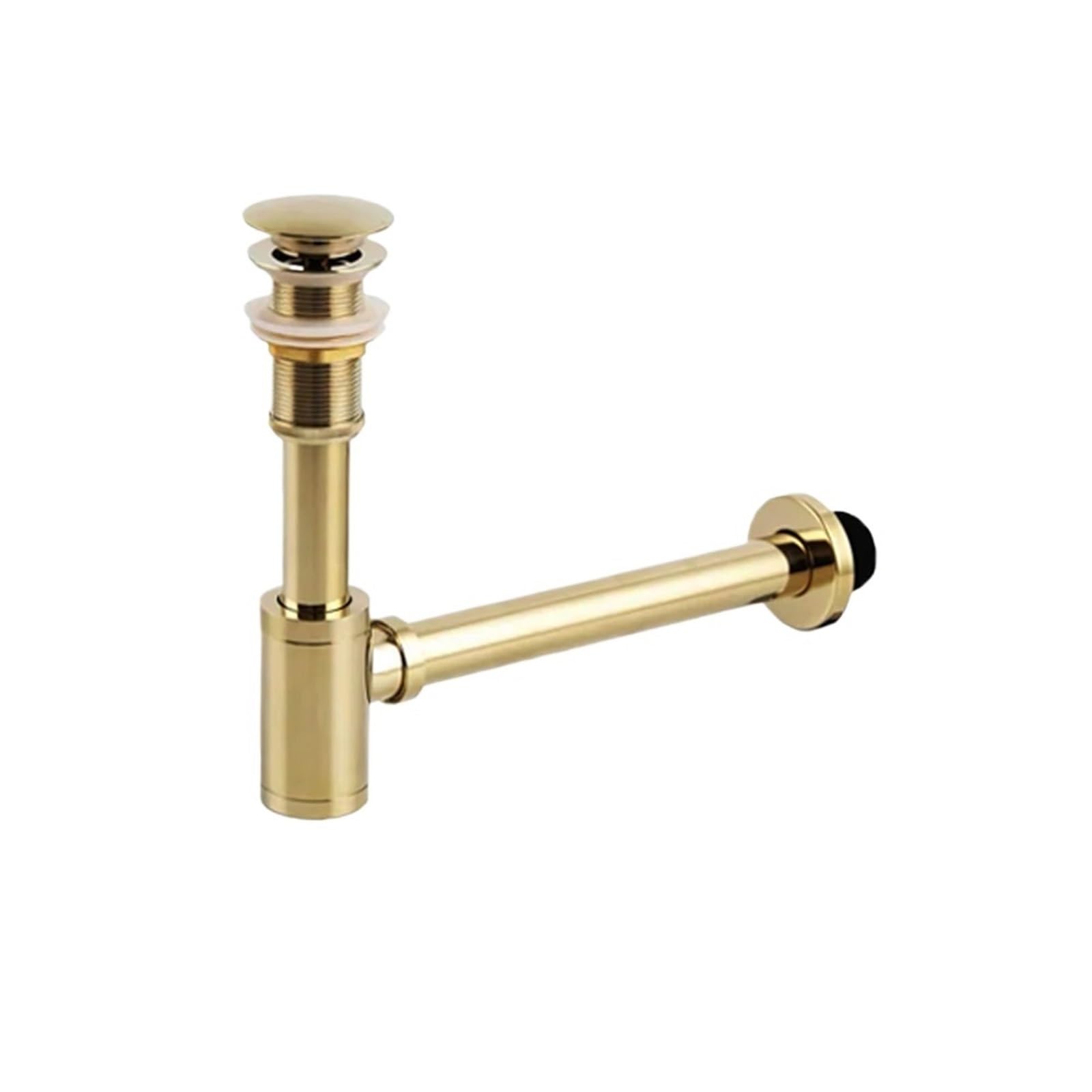 Desagüe de lavabo baño dorado, sifón latón, filtro, tapón accesorio emergente Para Lavabo De Baño y Lavabo(Type 1)